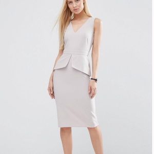Asos midi pencil dress in peplum - Grey